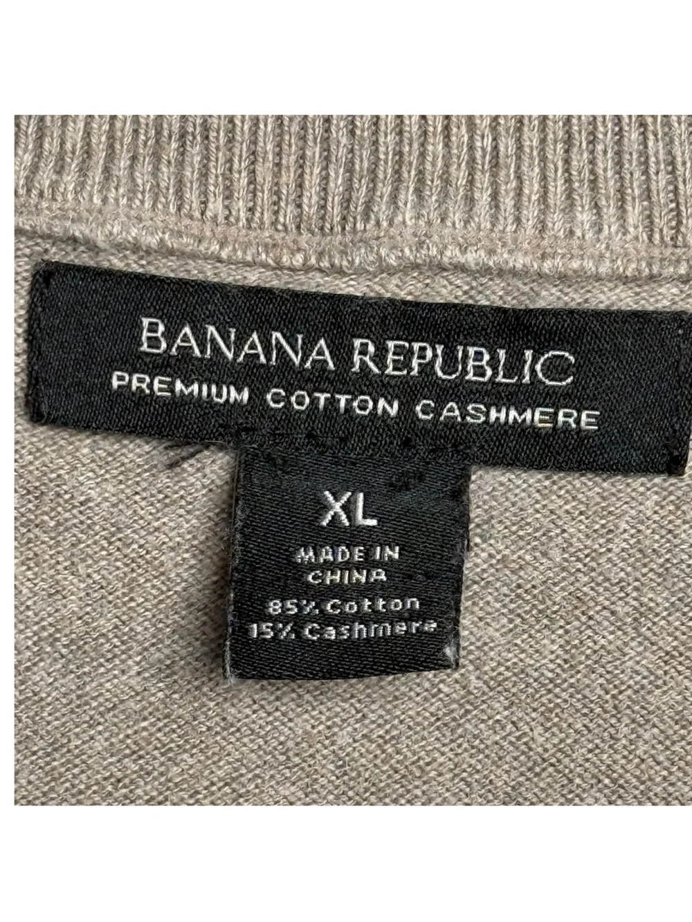 Banana Republic Premium Cotton Cashmere Quarter-Zip Sweater Mens Size XL Tan